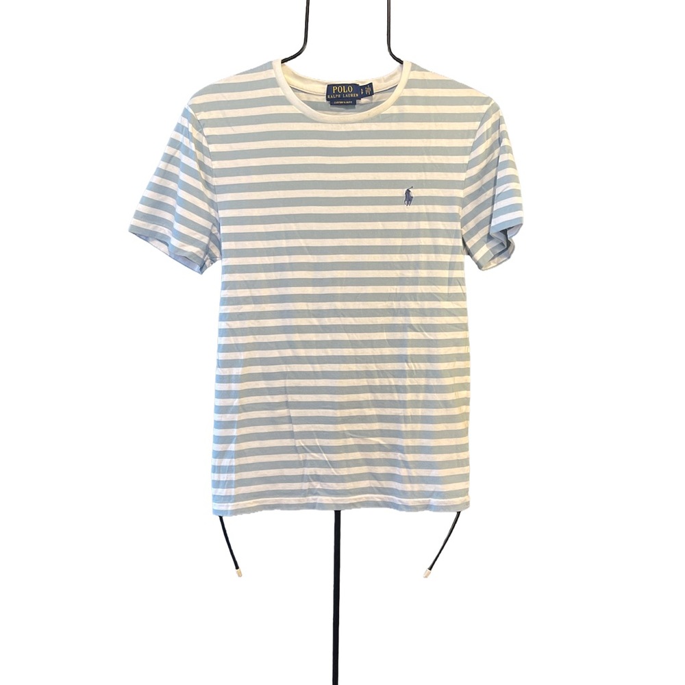 Polo by Ralph Lauren Gray Blue and White Striped Men's Shirt